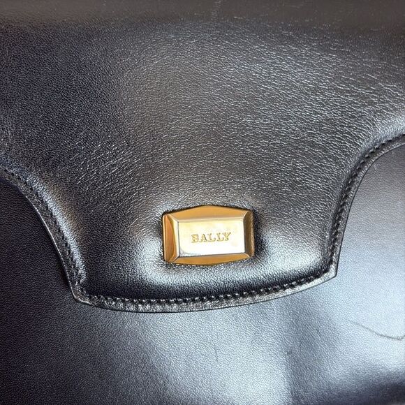 Bally Structured Leather Kelly Style Satchel Bag Detachable Metal Chain Strap - Picture 14 of 16